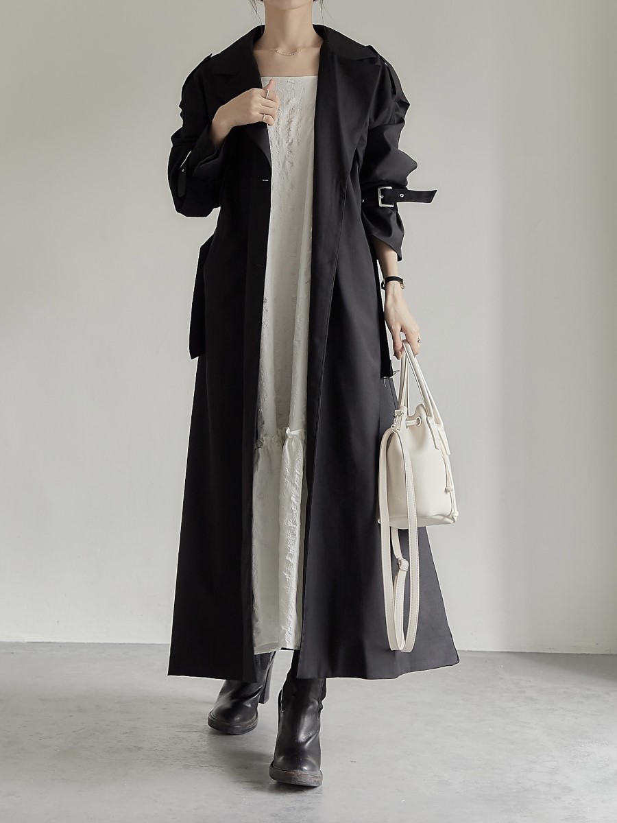 RE ARRIVAL】 cape layered 2way coat / black amel